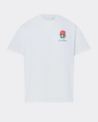 Le Pere Le Père Embroidered Flower Tee In White