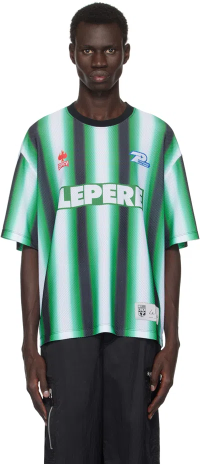 Le Pere Green Lpfc Mesh T-shirt In Field Emerald