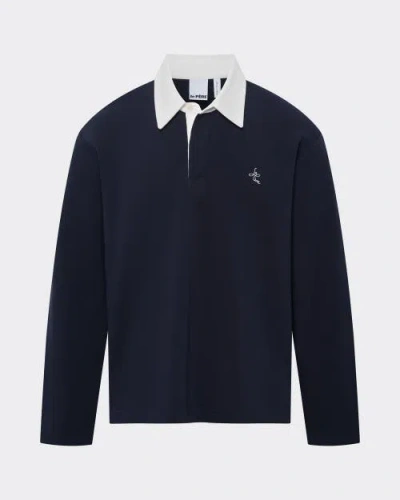 Le Pere Le Père Long-sleeve Rugby Polo In Blue