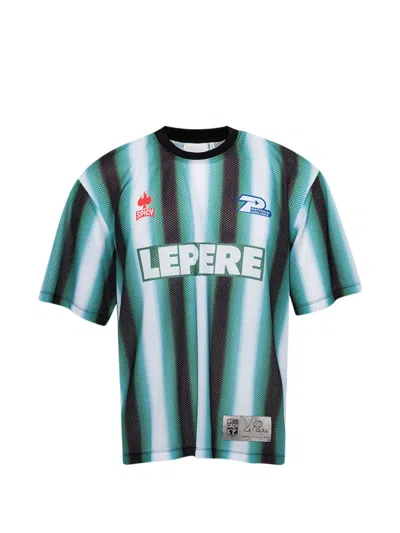 Le Pere Lpfc Striped Mesh T-shirt In Blue