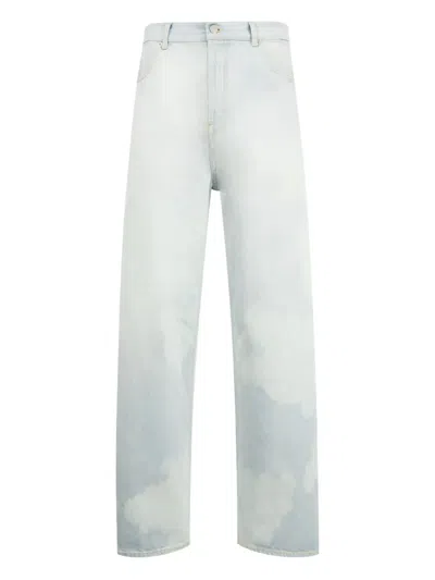 Le Pere Blue Wide Leg Jeans In Faded Blue