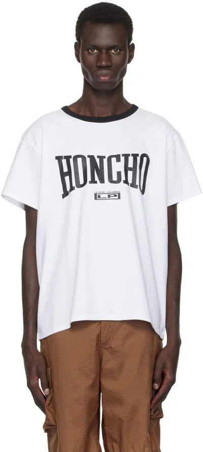 Le Pere White 'honcho' Ringer T-shirt In Astral White