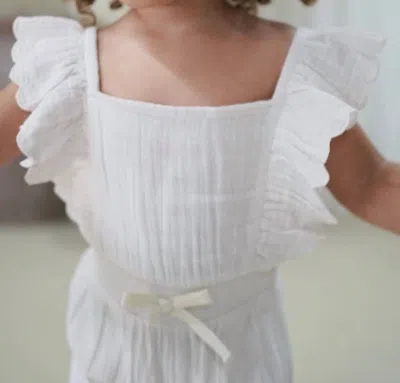 Le Petit Lapin Rylen Organic Muslin Romper In Ivory In Multi