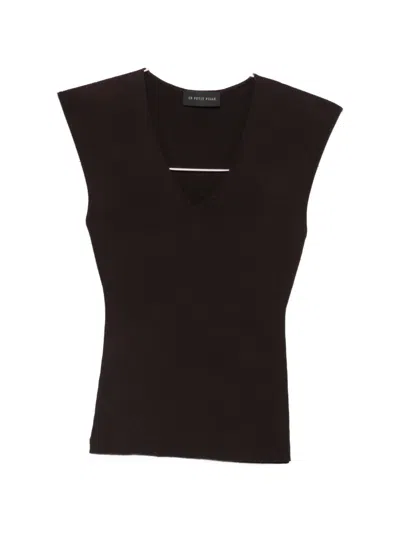 Le Petit Pulle V-neck Top In Brown