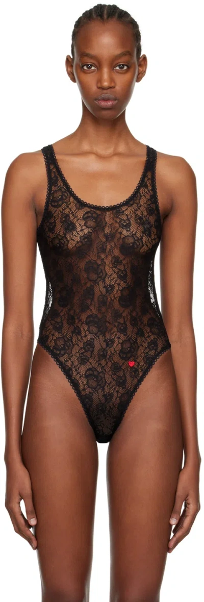 Le Petit Trou Black Semi-sheer Bodysuit