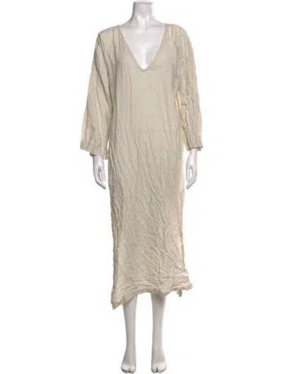Pre-owned Le Petit Trou Linen Long Dress In Neutral