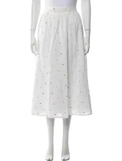 Pre-owned Le Petit Trou Polka Dot Print Midi Length Skirt In White