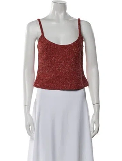 Pre-owned Le Petit Trou Scoop Neck Sleeveless Crop Top In Red