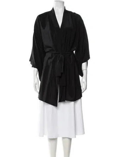 Pre-owned Le Petit Trou Silk Cutout Accent Robe In Black