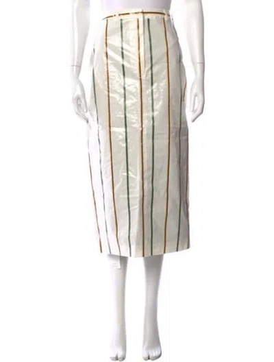 Pre-owned Le Petit Trou Striped Midi Length Skirt In White