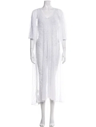 Pre-owned Le Petit Trou V-neck Midi Length Dress W/ Tags In White