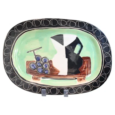 Pre-owned Le Poet-laval 1 Decorative French Ceramic Platter By Jacques Pouchain For Poët-laval In Gray
