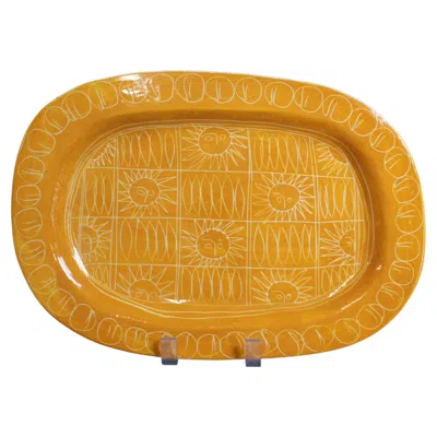 Pre-owned Le Poet-laval 1 Poët-laval Vintage French Ceramic Platter By Jacques Pouchain In Orange