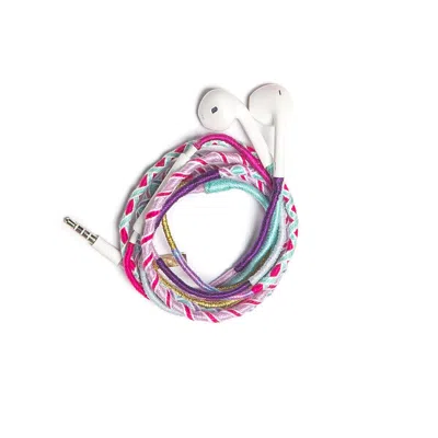 Le Pom Pom Gold / Pink / Purple Marie Earphones In Gold/pink/purple