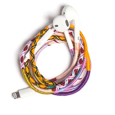 Le Pom Pom Gold Royal Earphones In Multi
