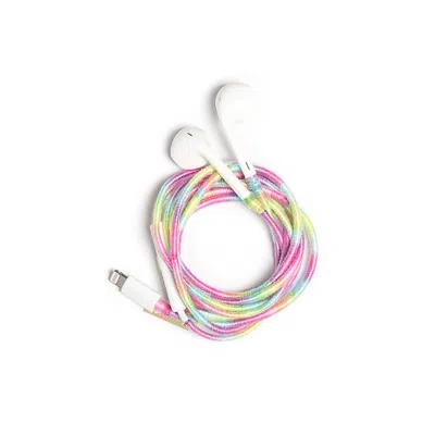 Le Pom Pom Green / Pink / Purple Cotton Candy Earphones In Green/pink/purple