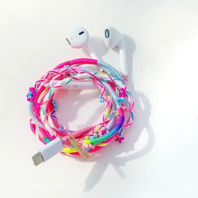 Le Pom Pom Pink Aya Beaded Earphones