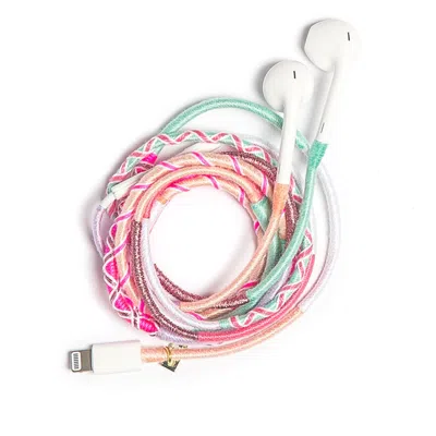 Le Pom Pom Pink Greta Earphones In Multi
