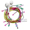Le Pom Pom Pink / Purple / Green Cotton Candy Earphones With Dangling Beads