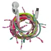 Le Pom Pom Pink / Purple Isabella Earphones With Dangling Beads