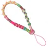 Le Pom Pom Pink / Purple / Yellow Mini Isabella Thick Phone Strap In Multi