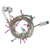 Le Pom Pom Silver Earphones With Dangling Beads