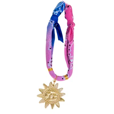 Le Pom Pom Women's Pink / Purple Sun Bandana Necklace - Pink & Purple In Multi
