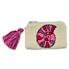 Le Pom Pom Women's Pink / Purple White & Pink Seashell Mini Eye Coin Purse In Pink/purple