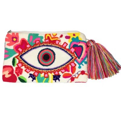 Le Pom Pom Women's White Eye Clutch