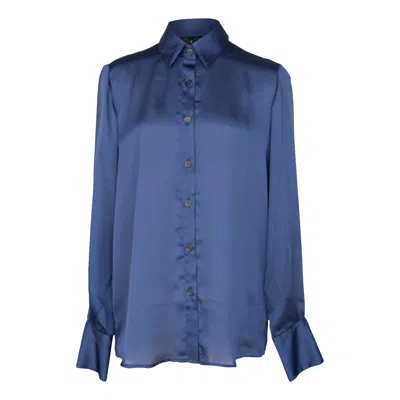 Le Réussi Classy Women Silk Shirt In Royal Blue