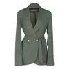 Le Réussi Green Women's Olive Blazer With Front Buttons In Green