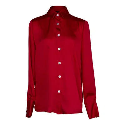 Le Réussi Power Women Silk Shirt In Red In Burgundy
