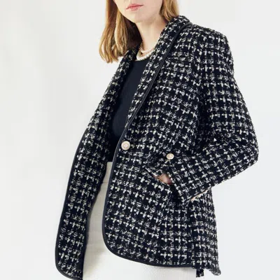 Le Réussi Tweed Checkers Jacket In Black