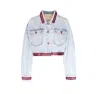 Le Réussi Danielle Denim Jacket With Red Lining In Blue