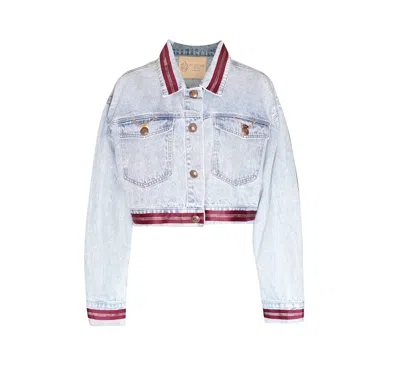 Le Réussi Danielle Denim Jacket With Red Lining In Blue