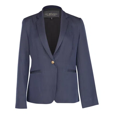 Le Réussi Women's Blue Wool Navy Blazer Suit