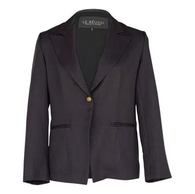 Le Réussi Women's Brown Classy Charcoal Wool Blazer In Black