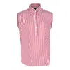 Le Réussi Italian Cotton Stripe Red Sleeveless Top In Red