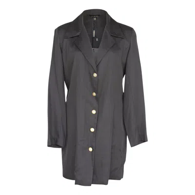Le Réussi Women's Linen Long Jacket In Black