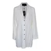 Le Réussi Women's Linen Long Jacket In White In White