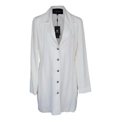 Le Réussi Women's Linen Long Jacket In White