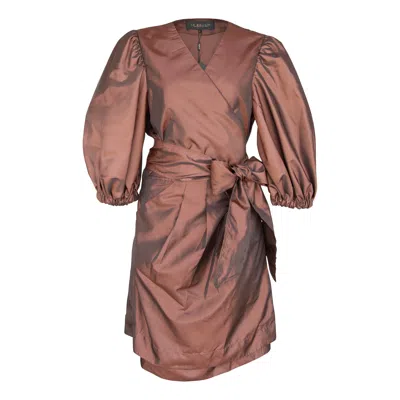 Le Réussi Power Bordeaux Red Wrap Dress In Brown