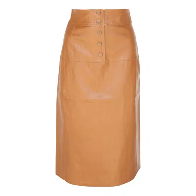 Le Réussi Women's Power Woman- Brown Vegan Leather Skirt
