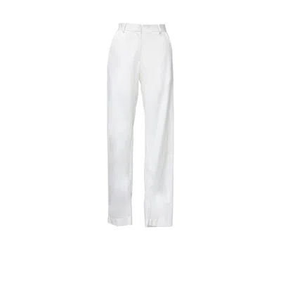 Le Réussi Women's White Linen Tailoring Slim Pants