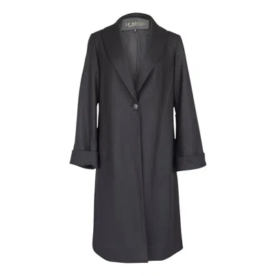 Le Réussi Worsted Flannel Long Trench Coat In Black