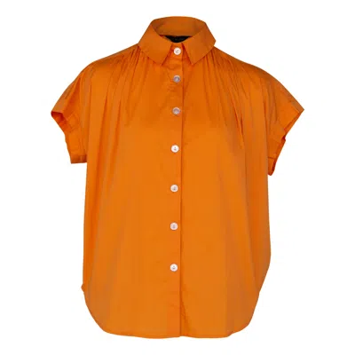 Le Réussi Yellow / Orange Women's Gather Collar Shirt In Orange In Yellow/orange