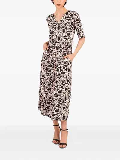 Le Rjtange® Abstract-print Pocketed Maxi Day Dress In Black