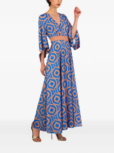 Le Rjtange® Ikat-print Belted Maxi Day Dress In Purple