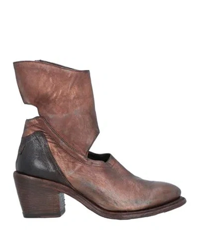 Le Ruemarcel Woman Ankle Boots Bronze Size 8 Leather In Brown