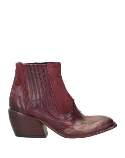 Le Ruemarcel Woman Ankle Boots Burgundy Size 8 Leather